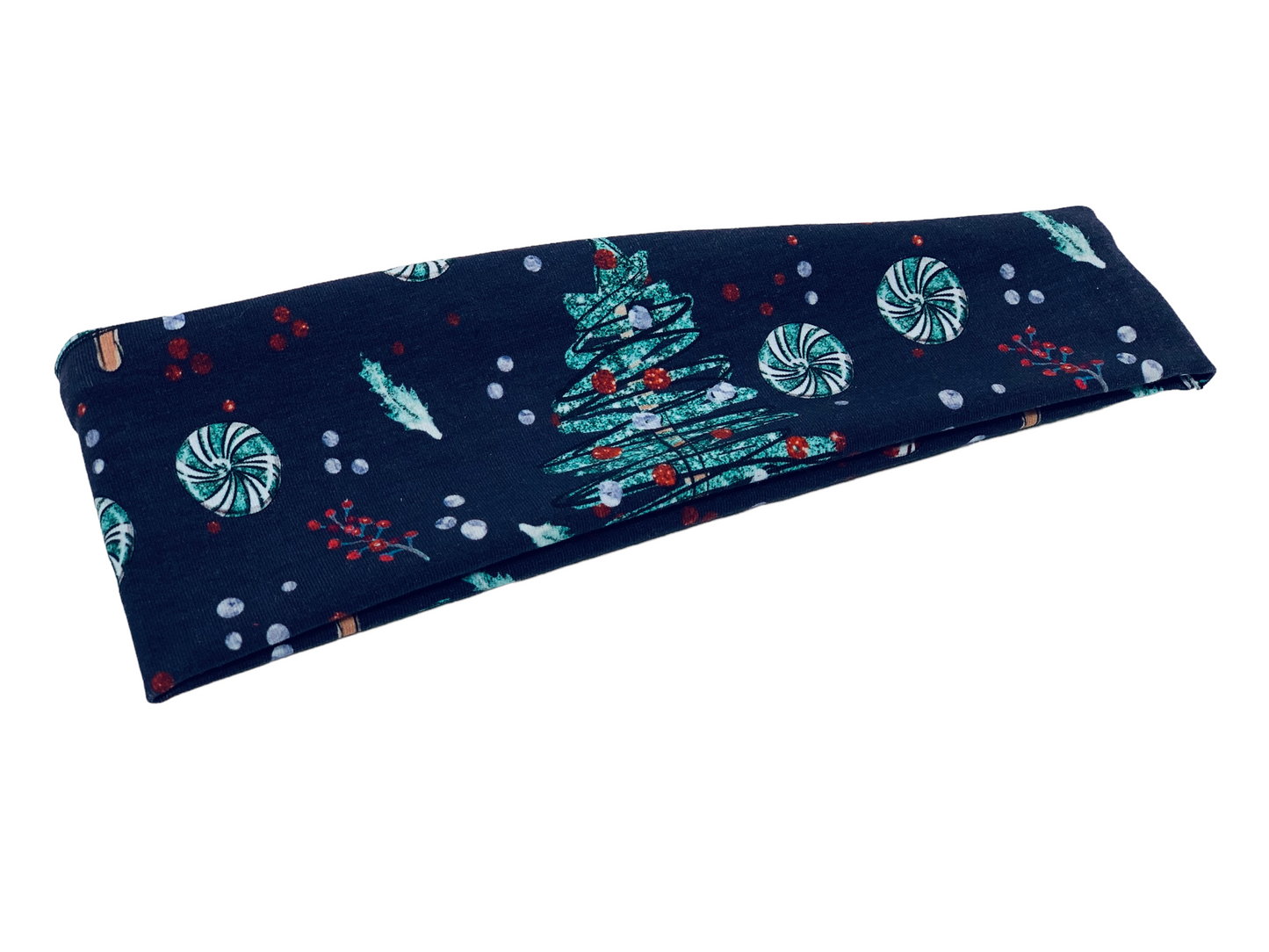Christmas Trees and Peppermints Headband-Twist or Yoga | Sweet Stitch Novelties