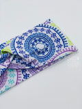 Mandala on White Headband-Turban Twist and Yoga Styles | Sweet Stitch Novelties - Sweet Stitch Novelties