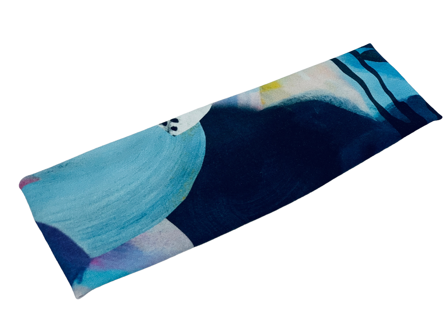 Blue Splatter on Black ORGANIC Headband-Twist or Yoga | Sweet Stitch Novelties