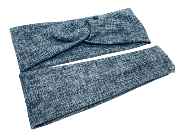 Gray Faux Linen Headband-Twist or Yoga | Sweet Stitch Novelties
