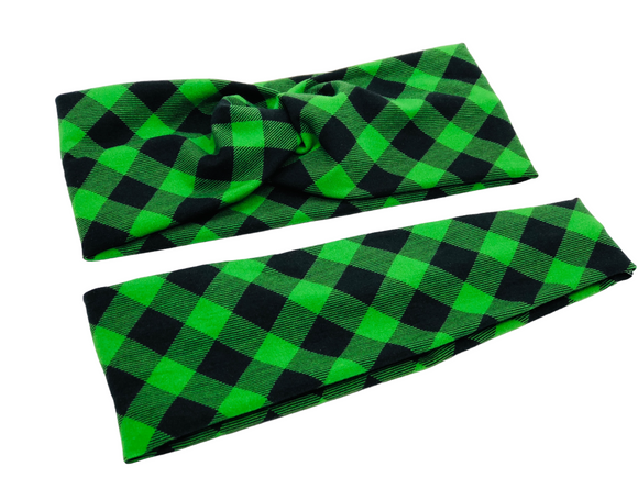 Green Plaid Headband-Twist or Yoga   |  Sweet Stitch Novelties