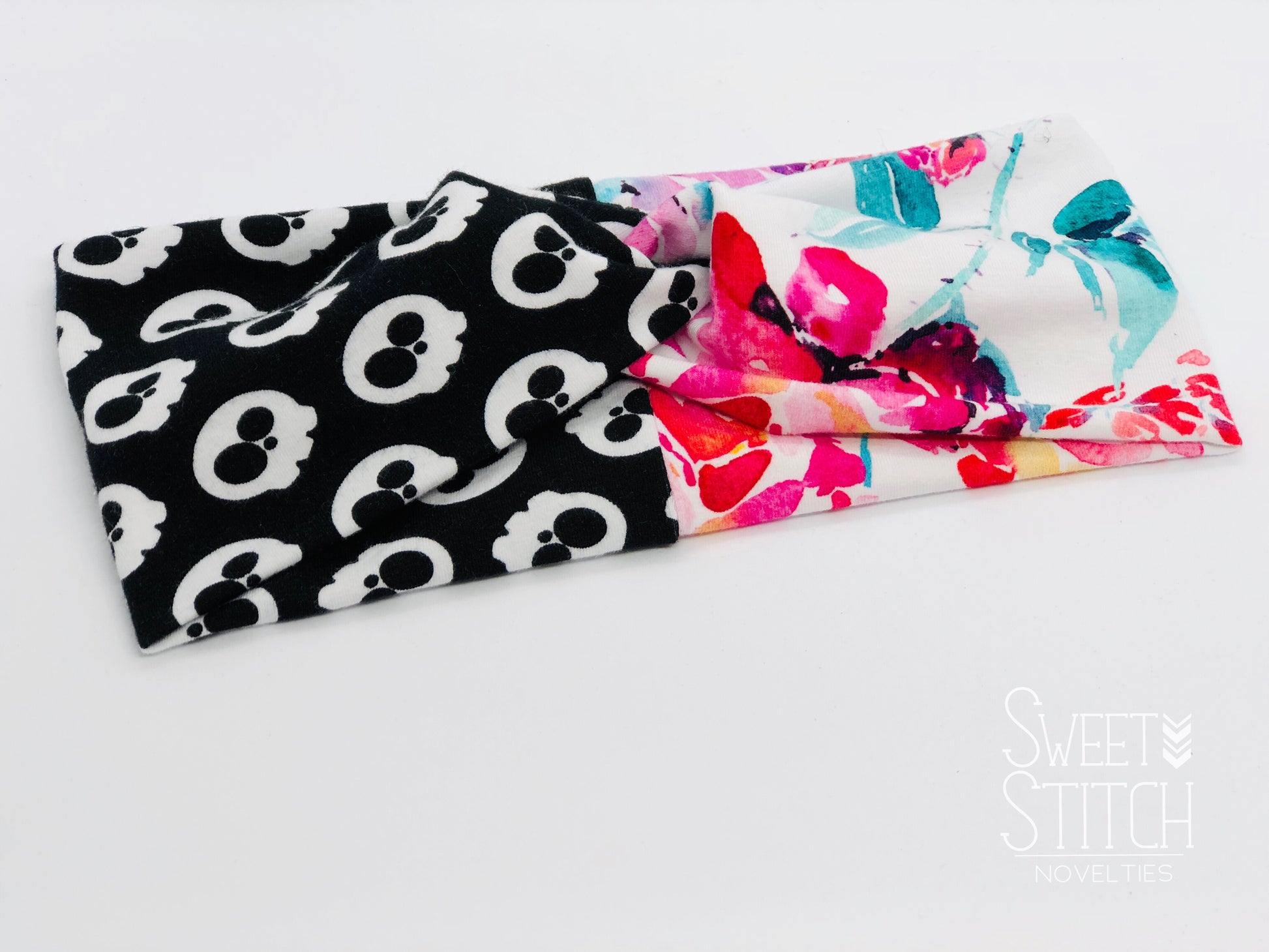 Skulls and Floral Combo TURBAN TWIST Headbands - Sweet Stitch Novelties