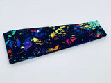 Rainbow Splatter on Black Headband-Turban Twist and Yoga Styles | Sweet Stitch Novelties