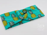 Pineapples on Teal Headband-Turban Twist and Yoga Styles | Sweet Stitch Novelties l - Sweet Stitch Novelties