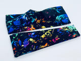 Rainbow Splatter on Black Headband-Turban Twist and Yoga Styles | Sweet Stitch Novelties