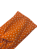 Dotties on Orange Headband-Twist or Yoga | Sweet Stitch Novelties