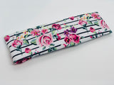 Roses on Black Stripes Headband-Turban Twist and Yoga Styles | Sweet Stitch Novelties - Sweet Stitch Novelties